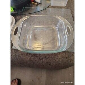 Vintage Anchor Hocking 8x8 Glass Baking Dish w/ Handles 2 Qt 20cm Square Oven...